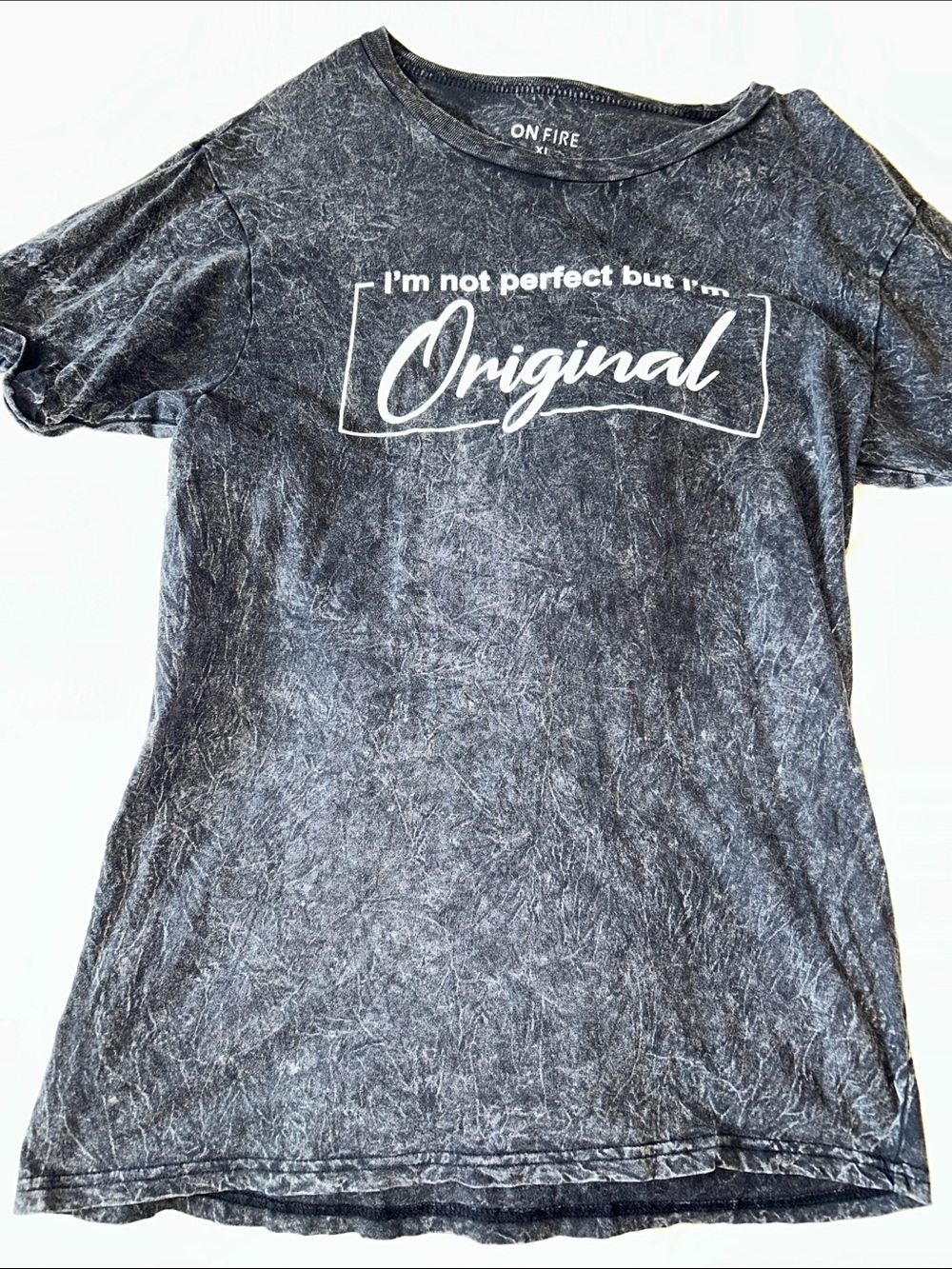 On Fire Women's Short Sleeve Tee in Black with White 'Original' Graphic. Size XL